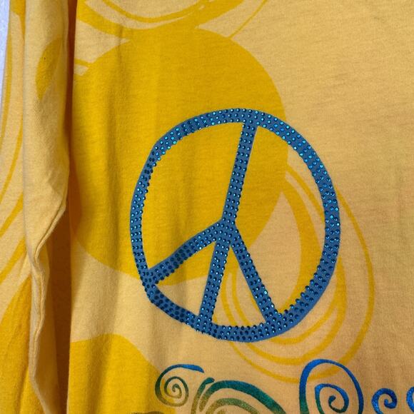 Christian Audigier Crystal Rock Y2K Shirt Women Large Hippie Free Spirit Top NEW - Picture 7 of 14